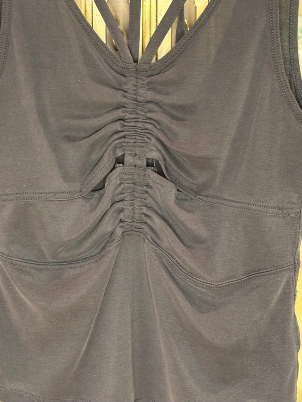 Free People Ruched Tank with Strappy Back in Black